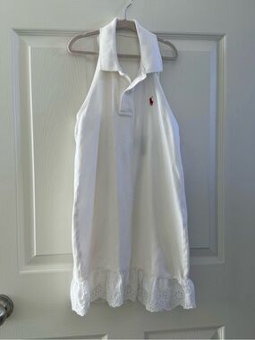 Ralph Lauren White Sleeveless Polo Dress with Red Pony